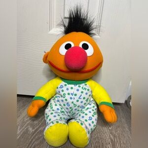 Vintage Sesame Street Baby Ernie Plush Stuffed Doll Pajamas Numbers Print Toy